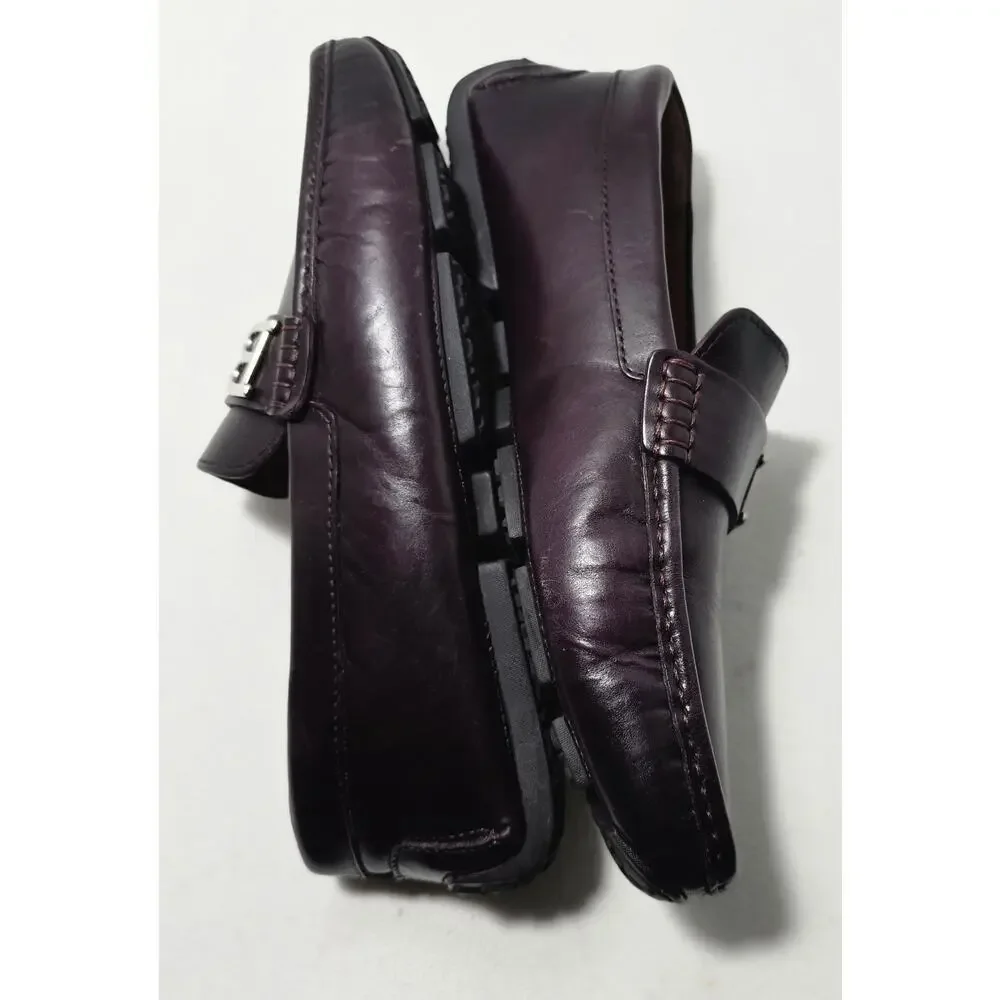 Bally PIEVO Mens Burgundy Slip On Loafer Leather Driving Moc B Logo US7.5/40.5EU